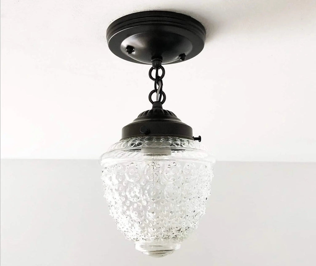 Antique Acorn Glass Ceiling Light with Chain 6in