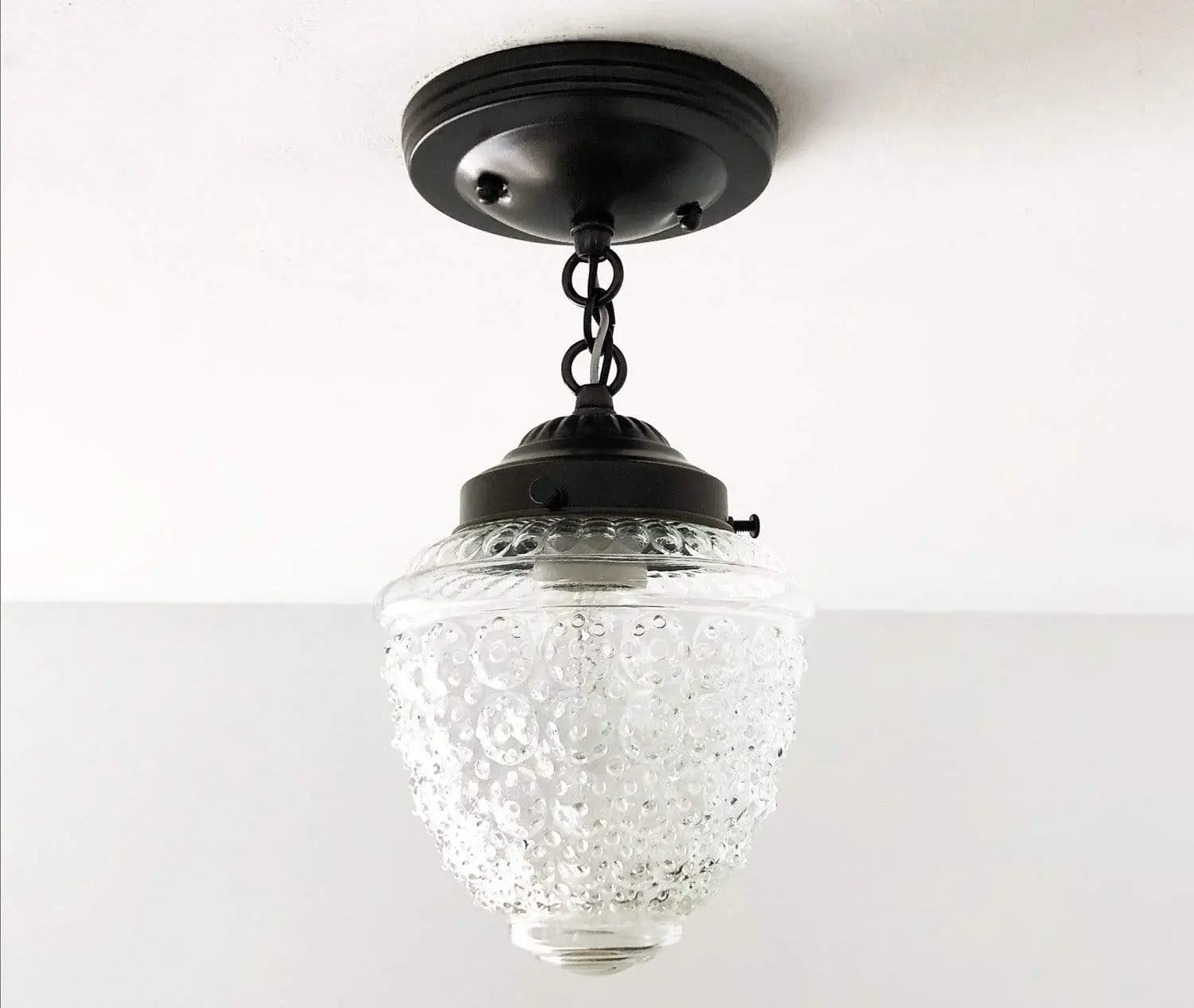 Antique Acorn Glass Ceiling Light with Chain 6in