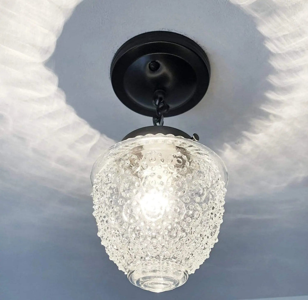 Antique Acorn Glass Ceiling Light with Chain 6in