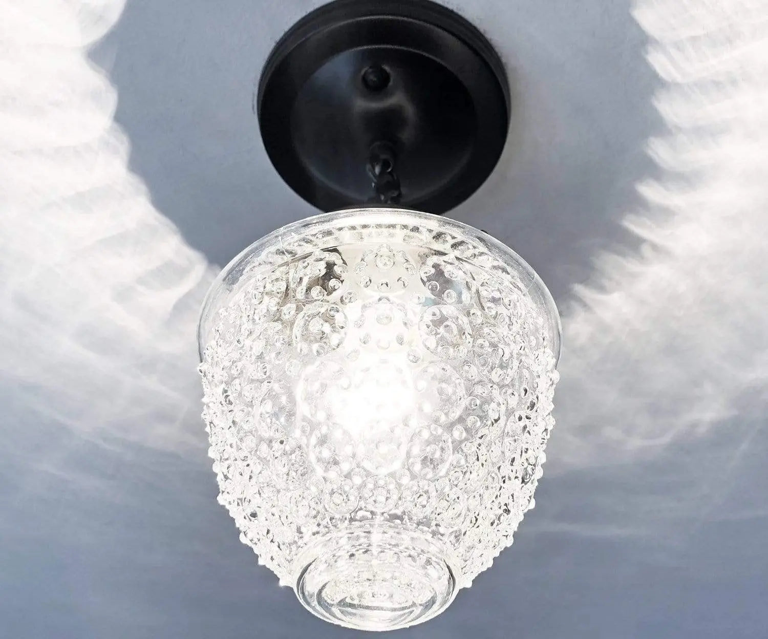 Antique Acorn Glass Ceiling Light with Chain 6in