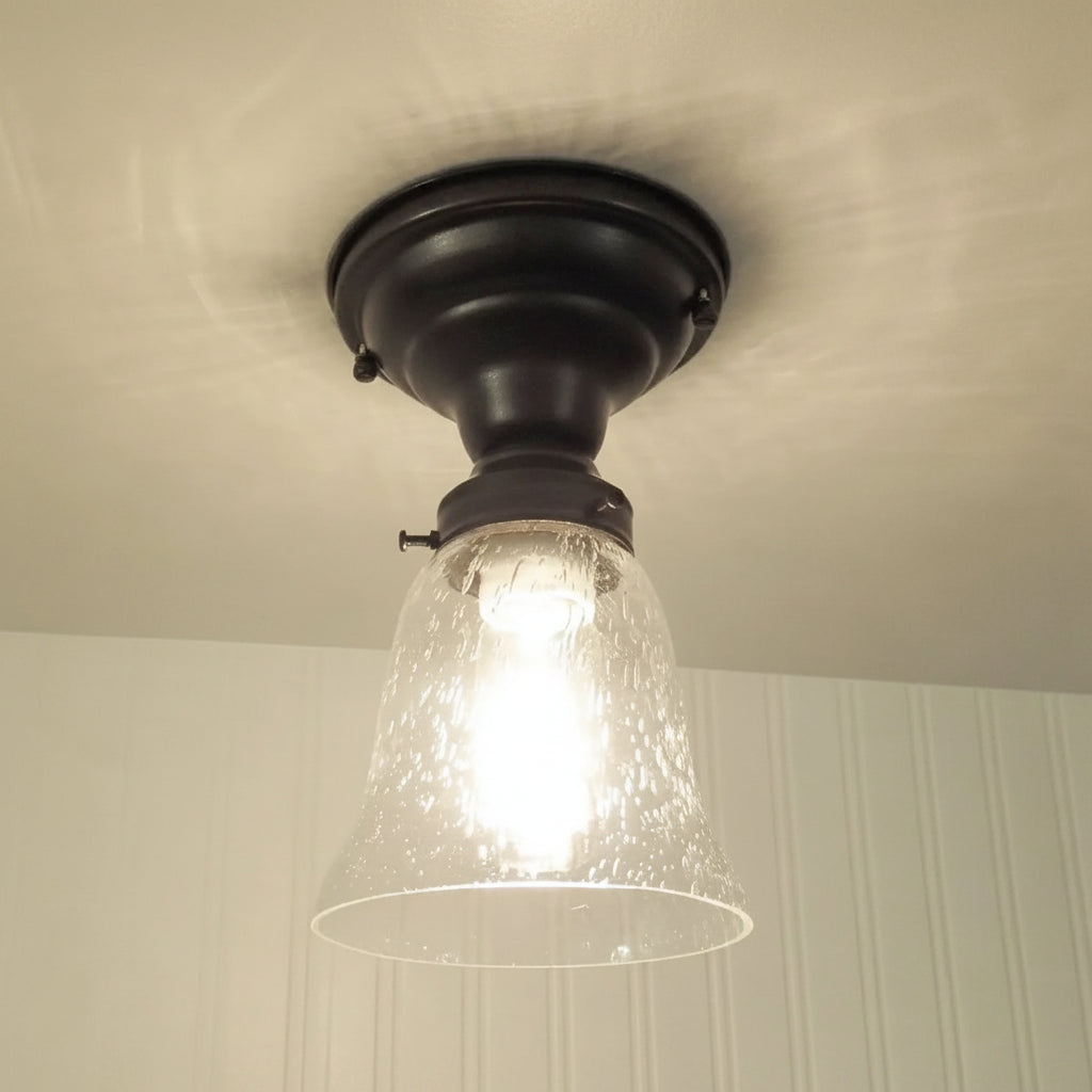 Seeded Glass Shade Flush Lighting