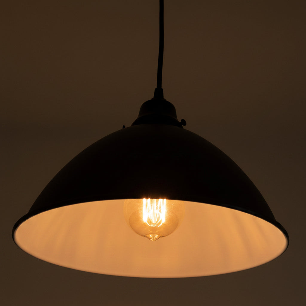 Large Black Enamel Farmhouse Pendant Light