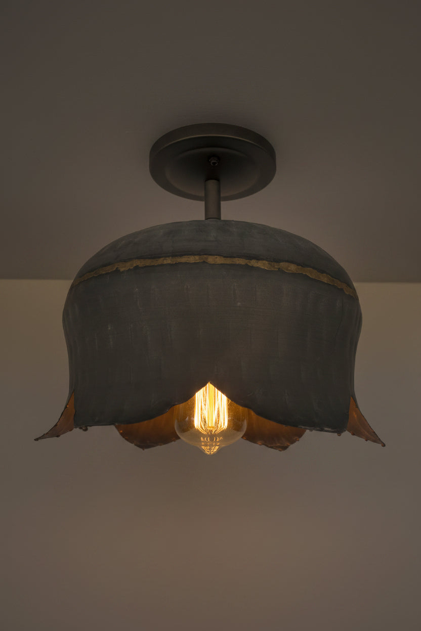 Large Lotus Galvanized Ceiling Light