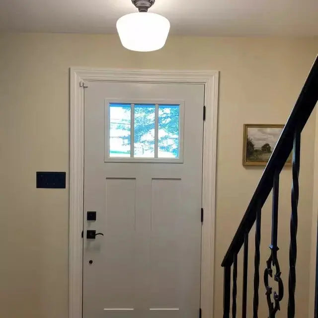 Large Milk Glass Schoolhouse Ceiling Light