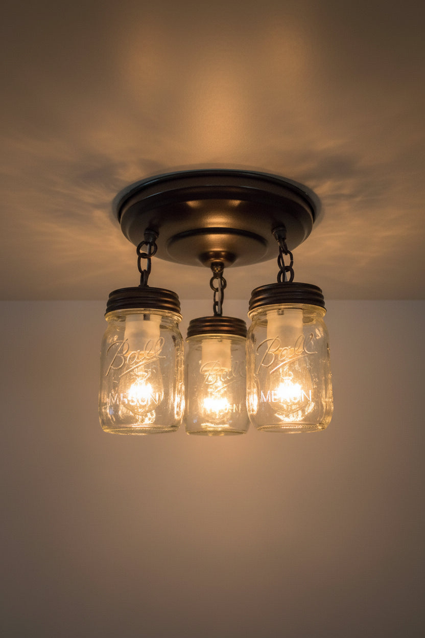 Rustic Jar Pendant Ceiling Trio