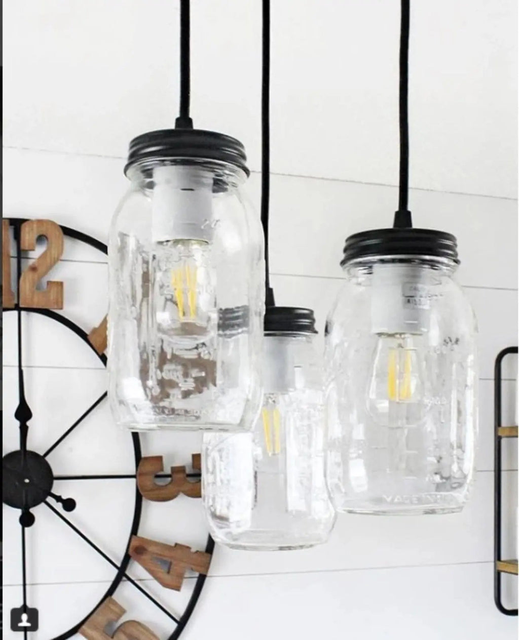 Rustic Mason Jar Chandelier Light Trio