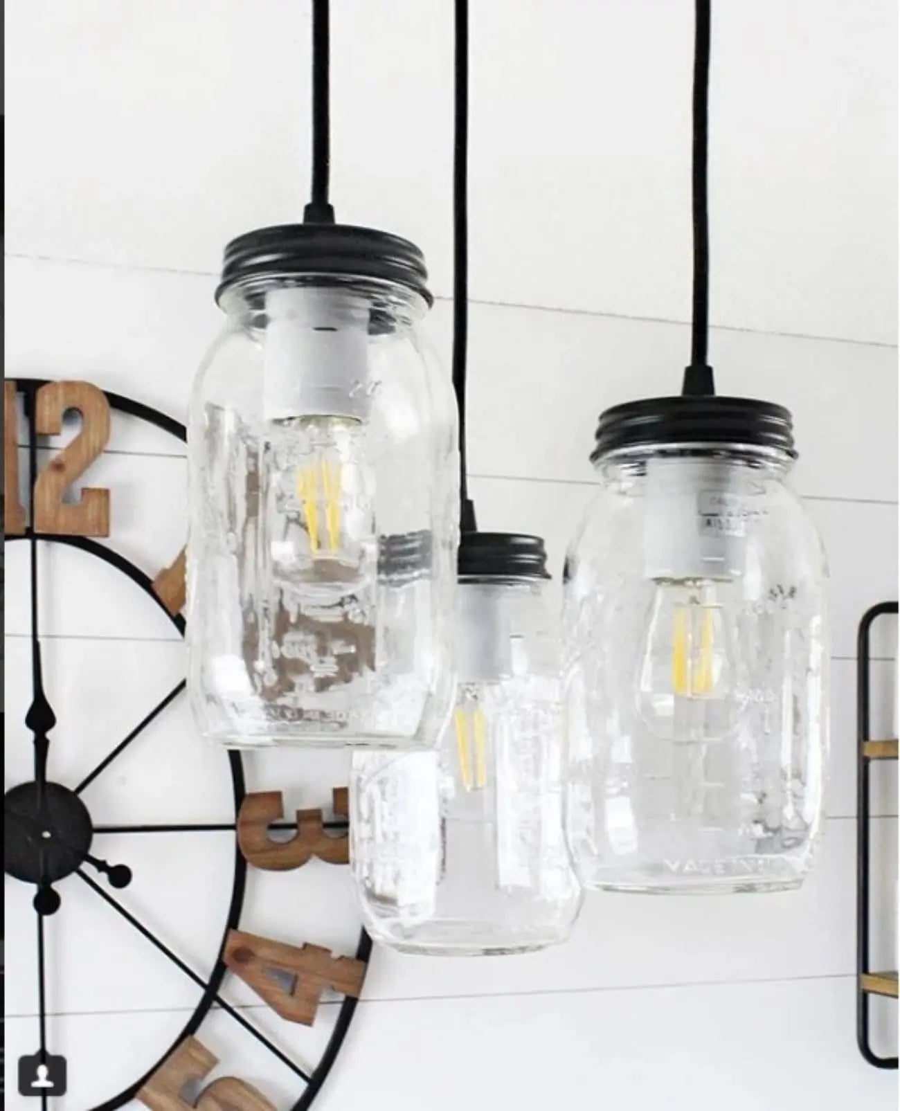 Rustic Mason Jar Chandelier Light Trio