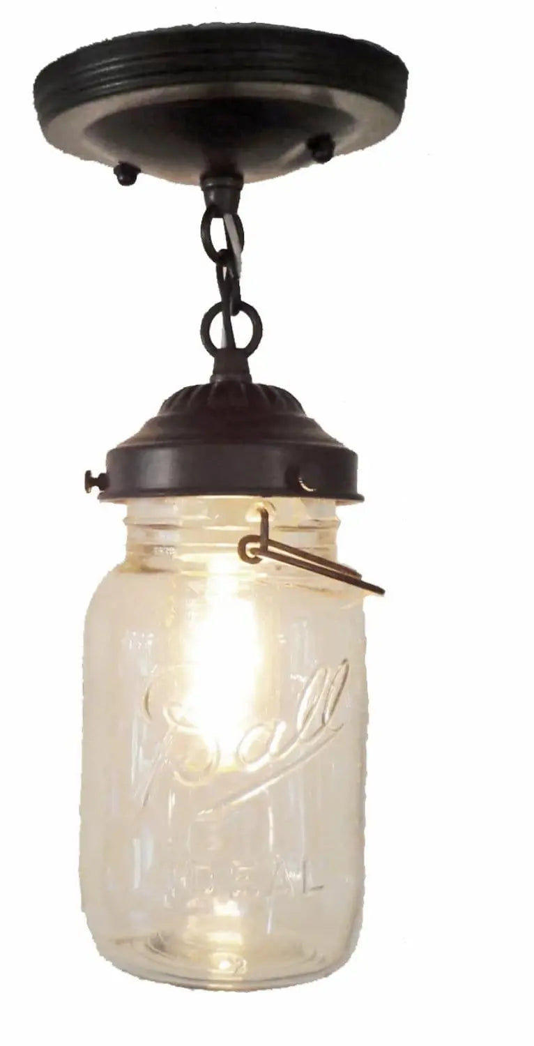 Vintage Mason Jar Ceiling Light With Chain