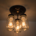 Mason Jar Quart Ceiling Trio Light