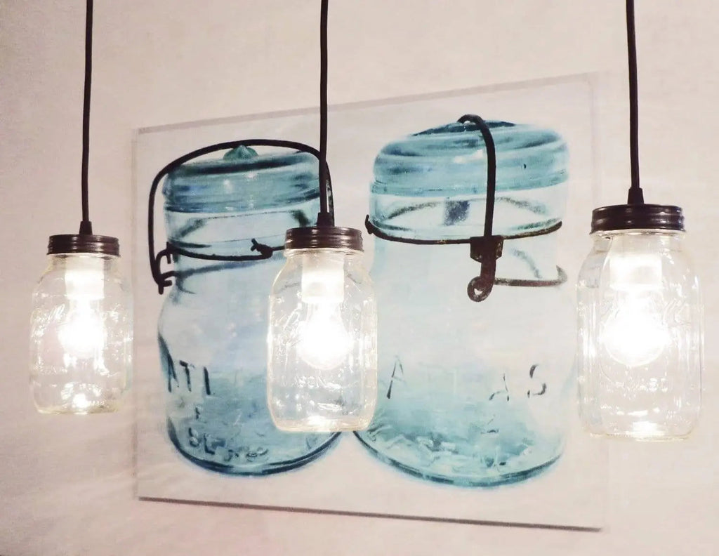 Mason Jar Track Lighting Pendant Trio