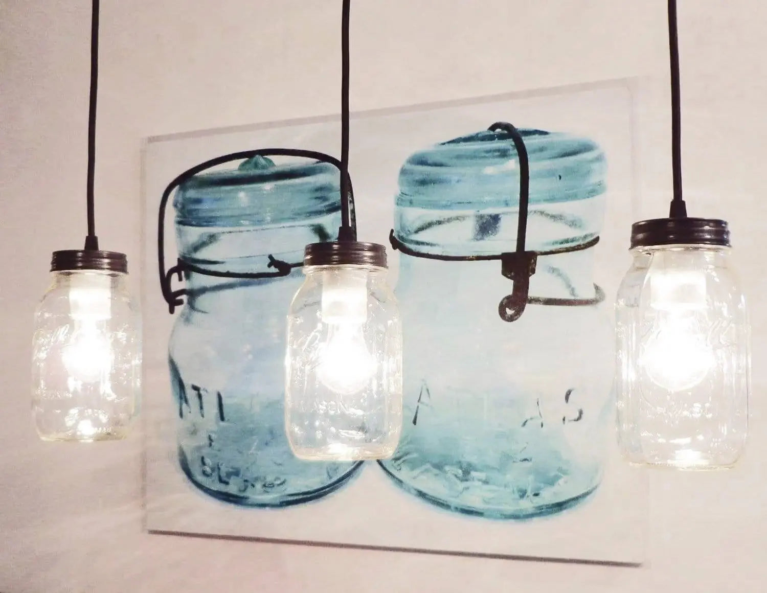 Mason Jar Track Lighting Pendant Trio