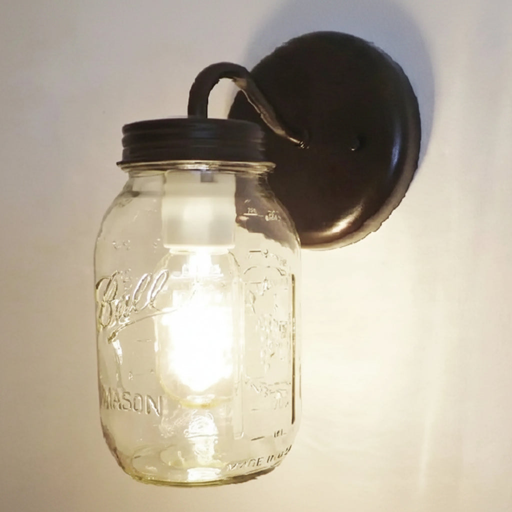 Mason Jar Wall Sconce Lighting Fixture New Quart