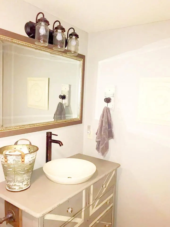 Rustic Vintage Mason Jar Bathroom Light Trio