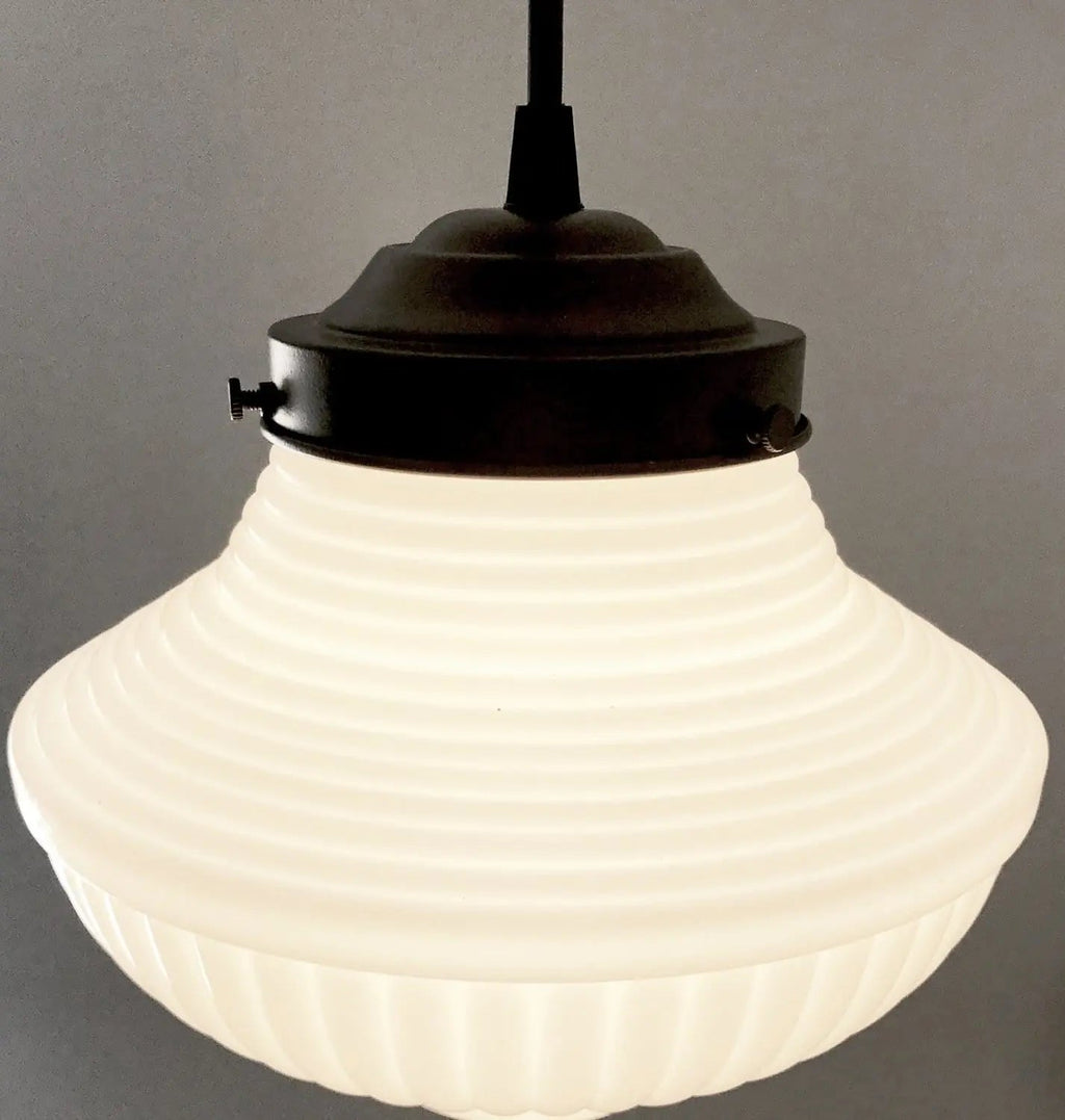 Vintage Traditional Milk Glass Pendant Light
