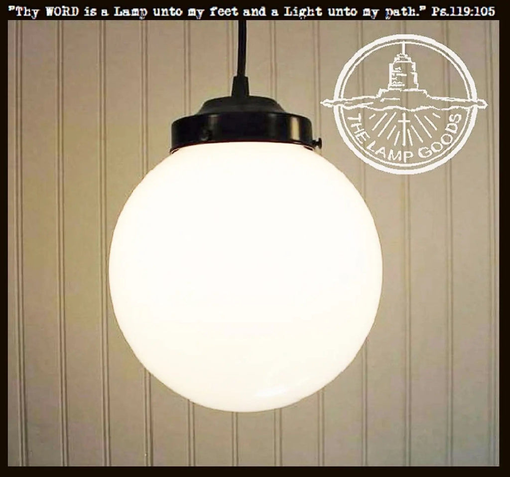 Milk Glass Pendant Light 8in Globe