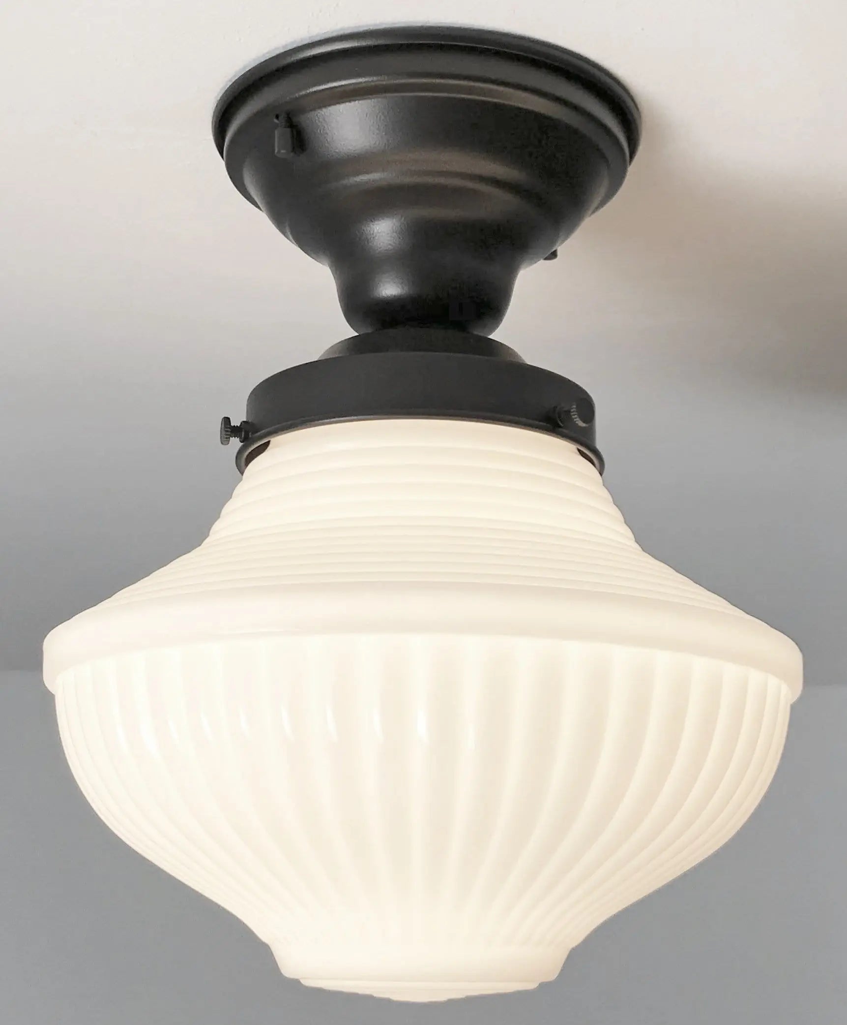 Traditional Milk Glass Semi-Flush Ceiling Light