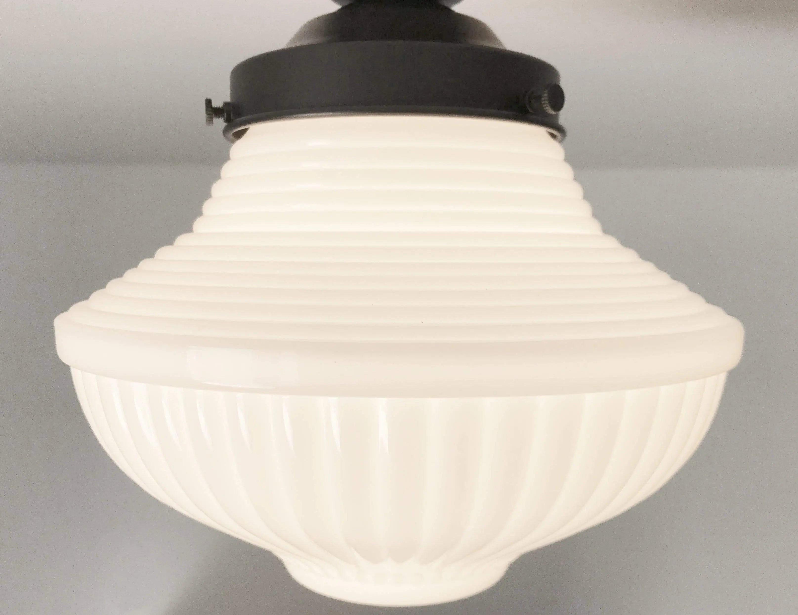 Traditional Milk Glass Semi-Flush Ceiling Light
