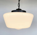 Large Antique Milk Glass Schoolhouse Pendant Light 12"