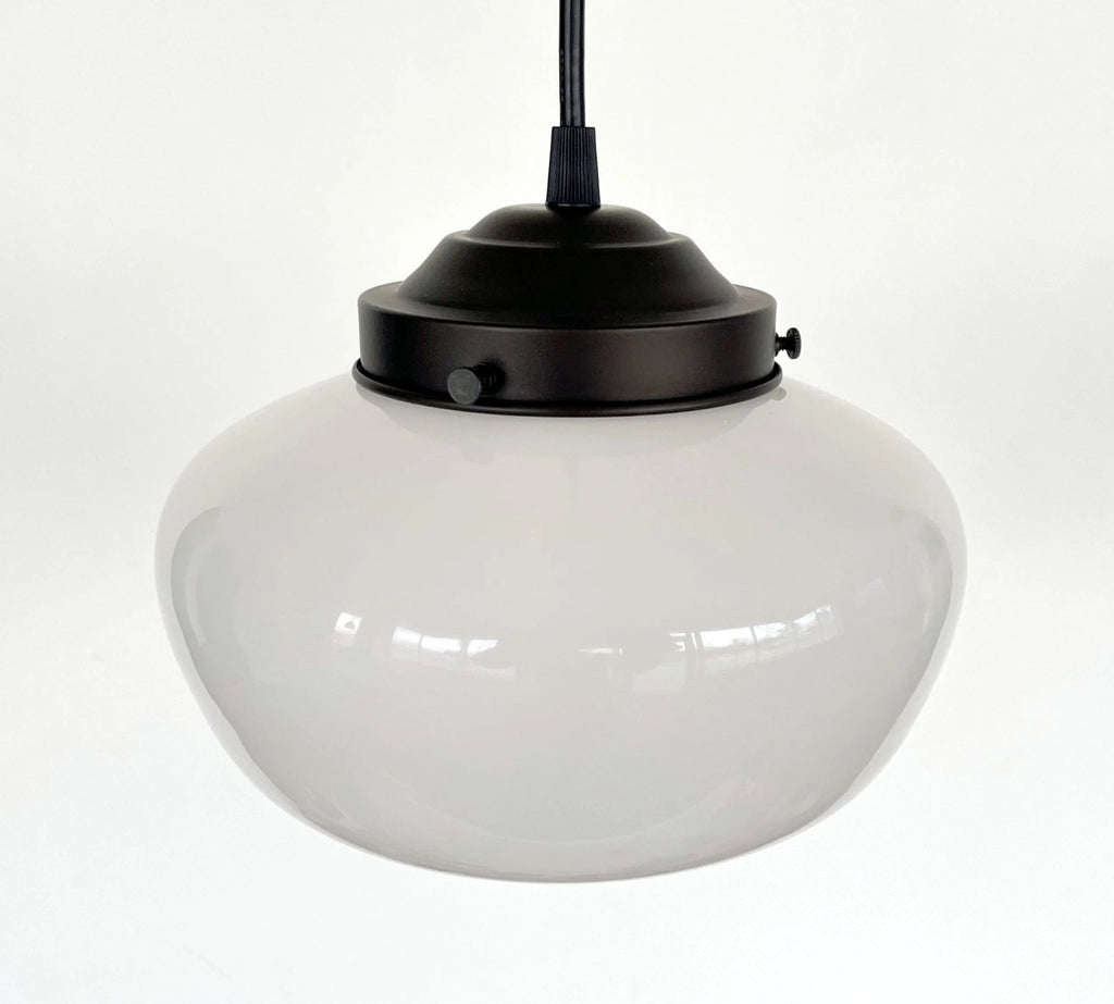 Modern Milk Glass Schoolhouse Pendant Light 8in