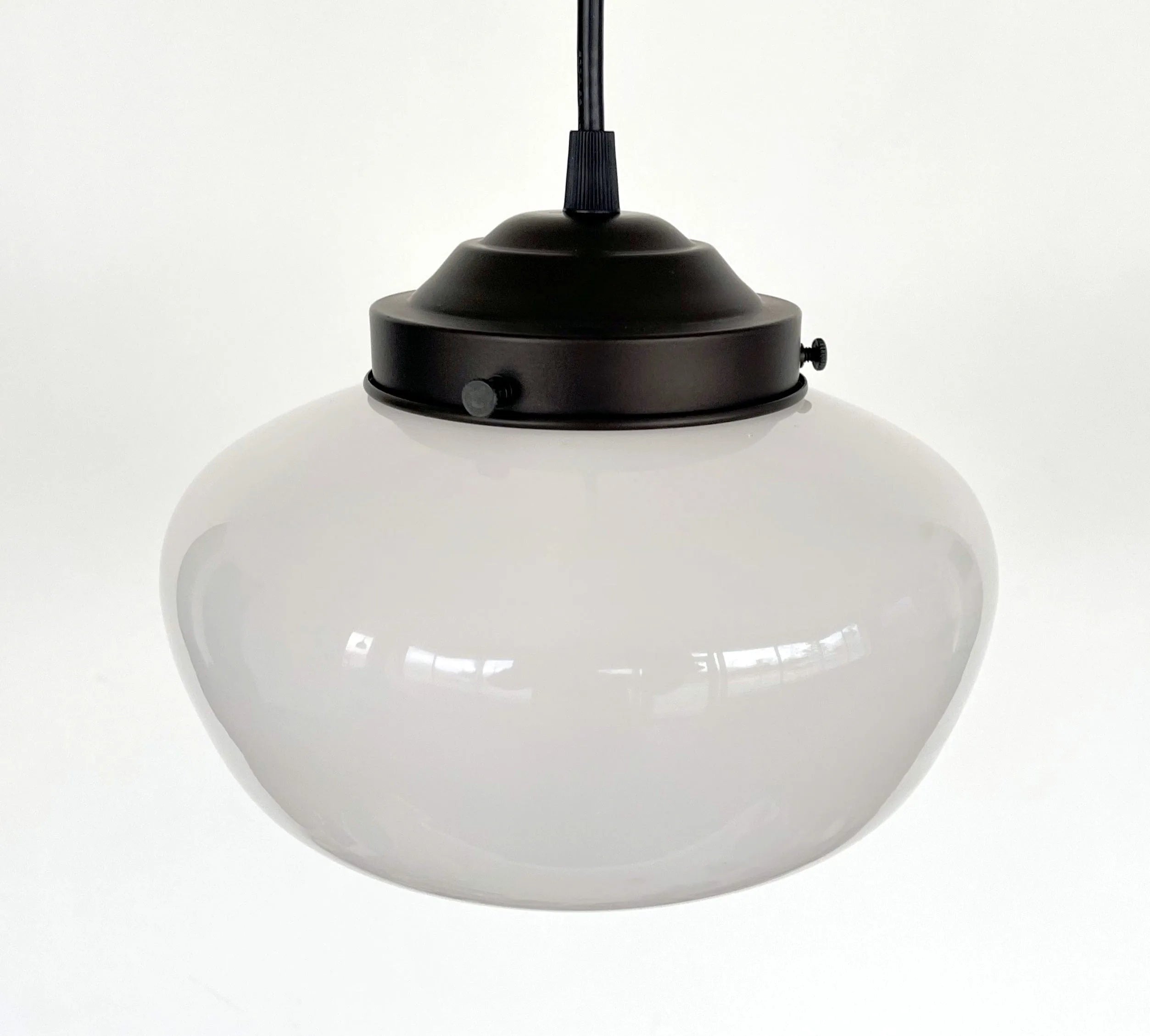 Modern Milk Glass Schoolhouse Pendant Light 8in