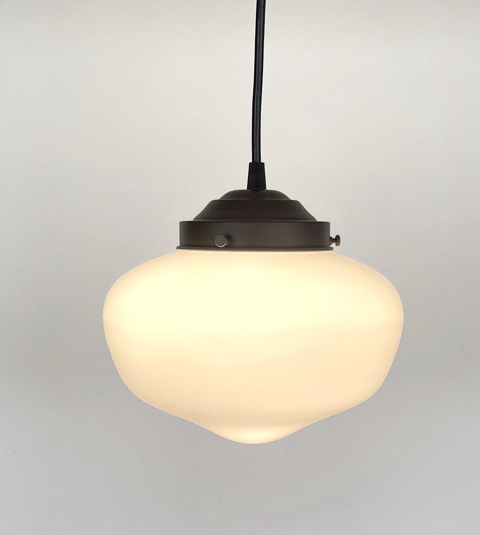 Modern Milk Glass Schoolhouse Pendant Light 8in