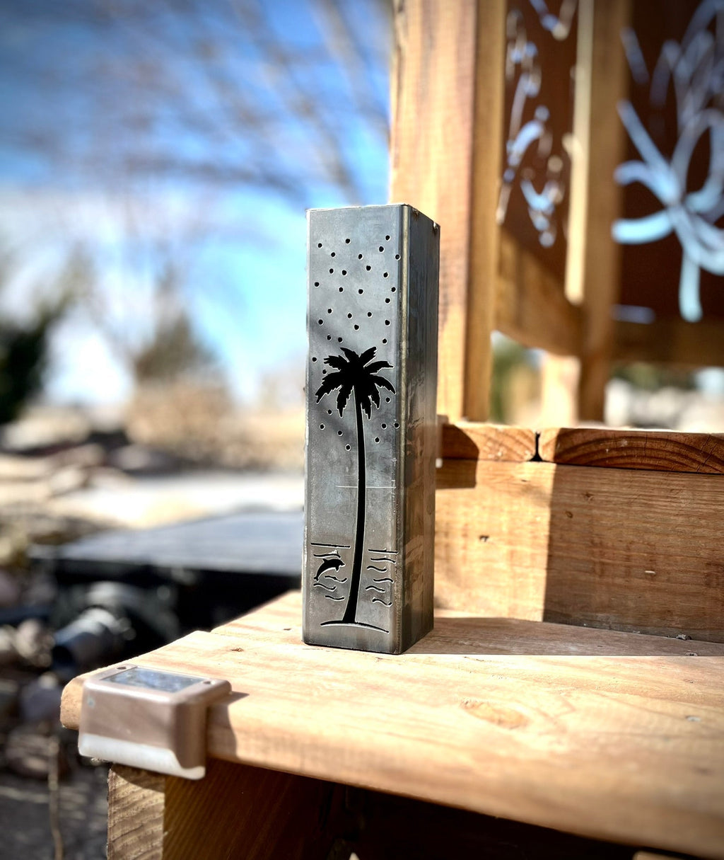 Palm Trees Under the Stars Solar Luminary Pillars