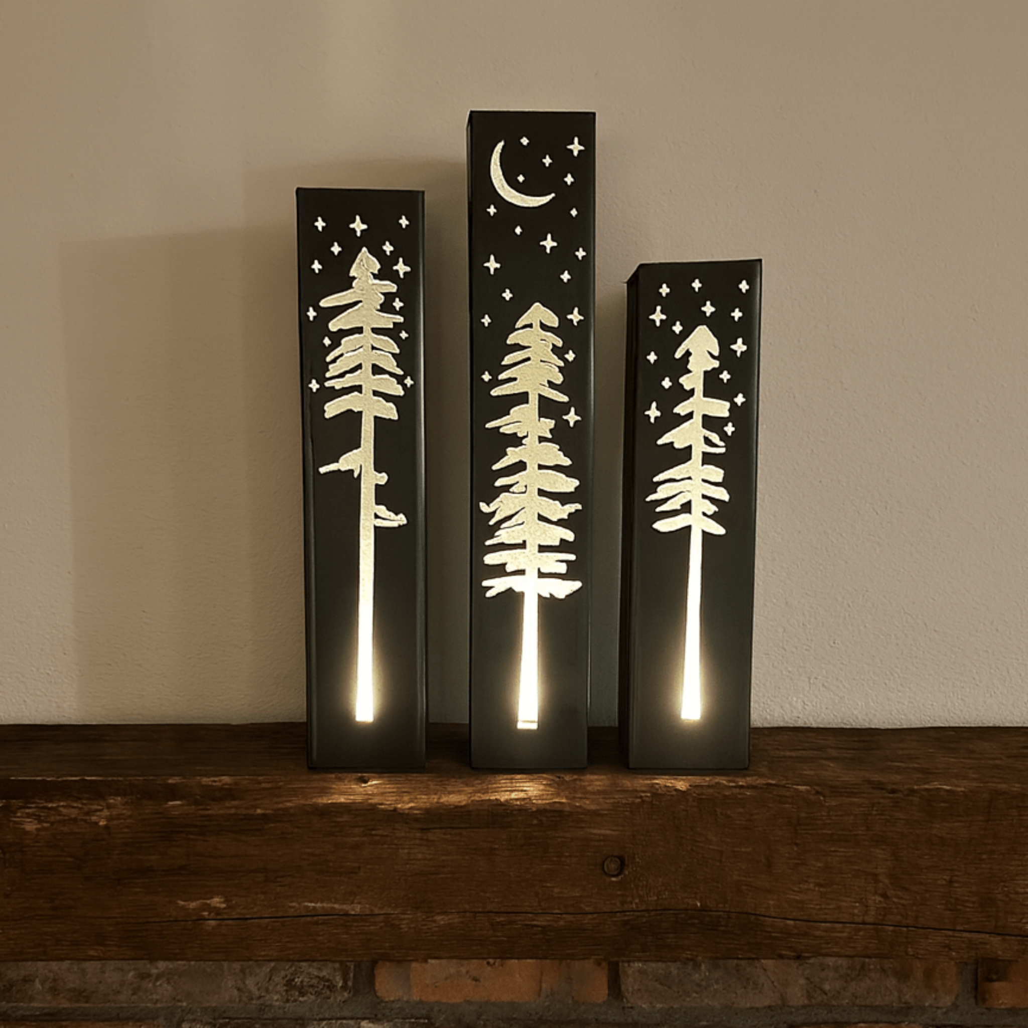 Pine Tree Night Sky Indoor Luminary Multiple Sizes