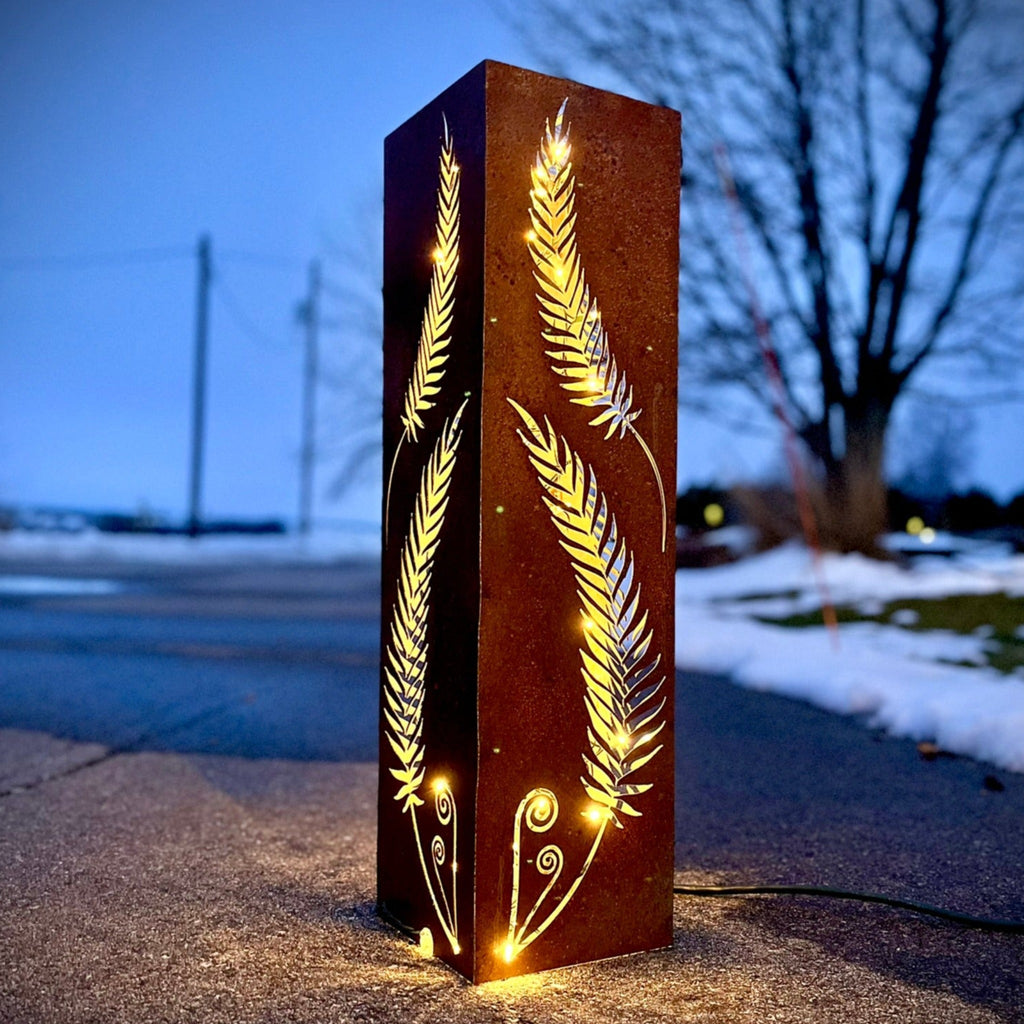 Rustic Metal Fern Luminary Garden Column