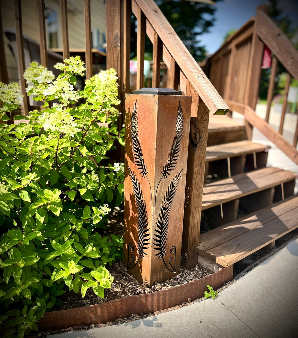 Rustic Metal Fern Luminary Garden Column