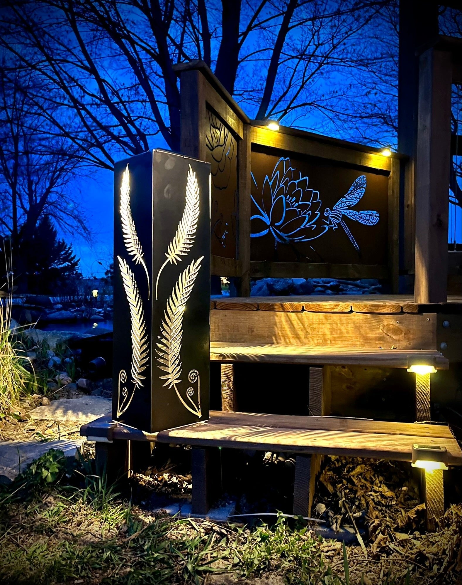 Rustic Metal Fern Luminary Garden Column
