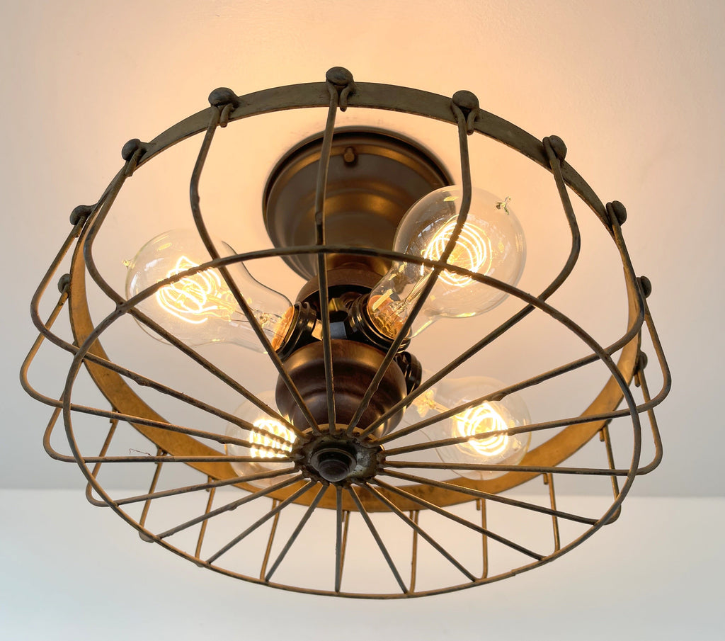 Rustic Industrial Cage Ceiling Light