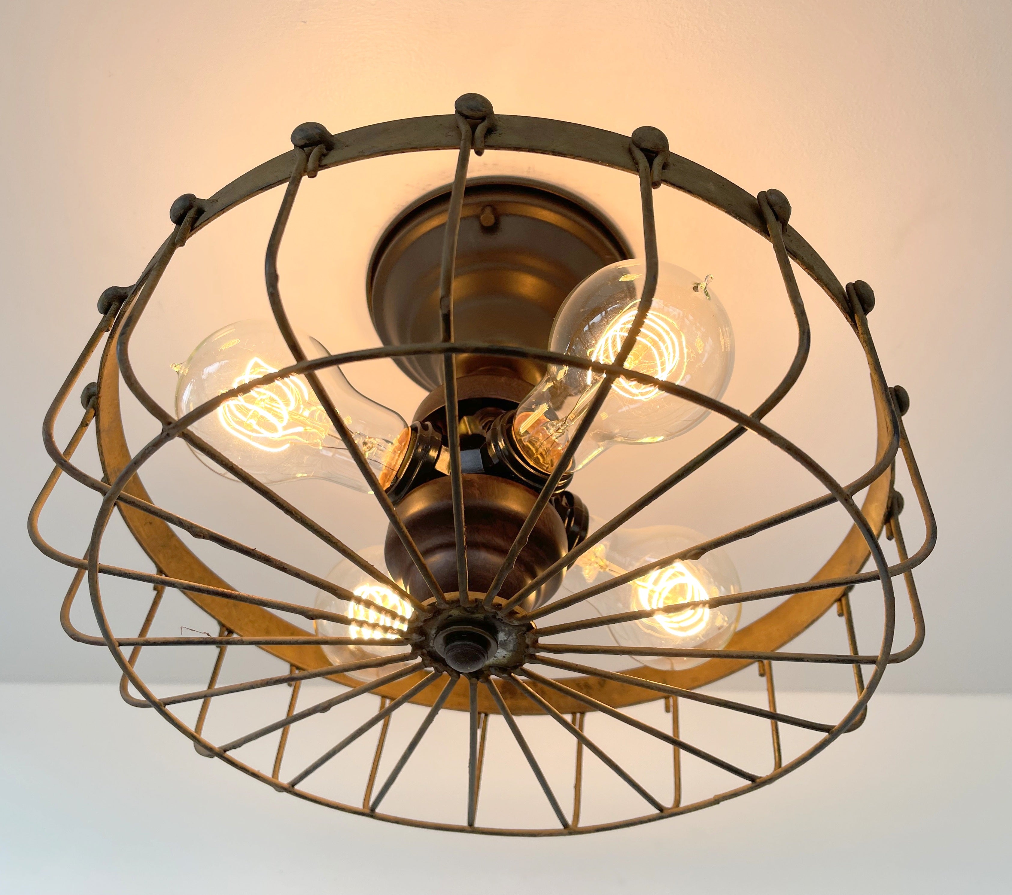 Rustic Industrial Cage Ceiling Light