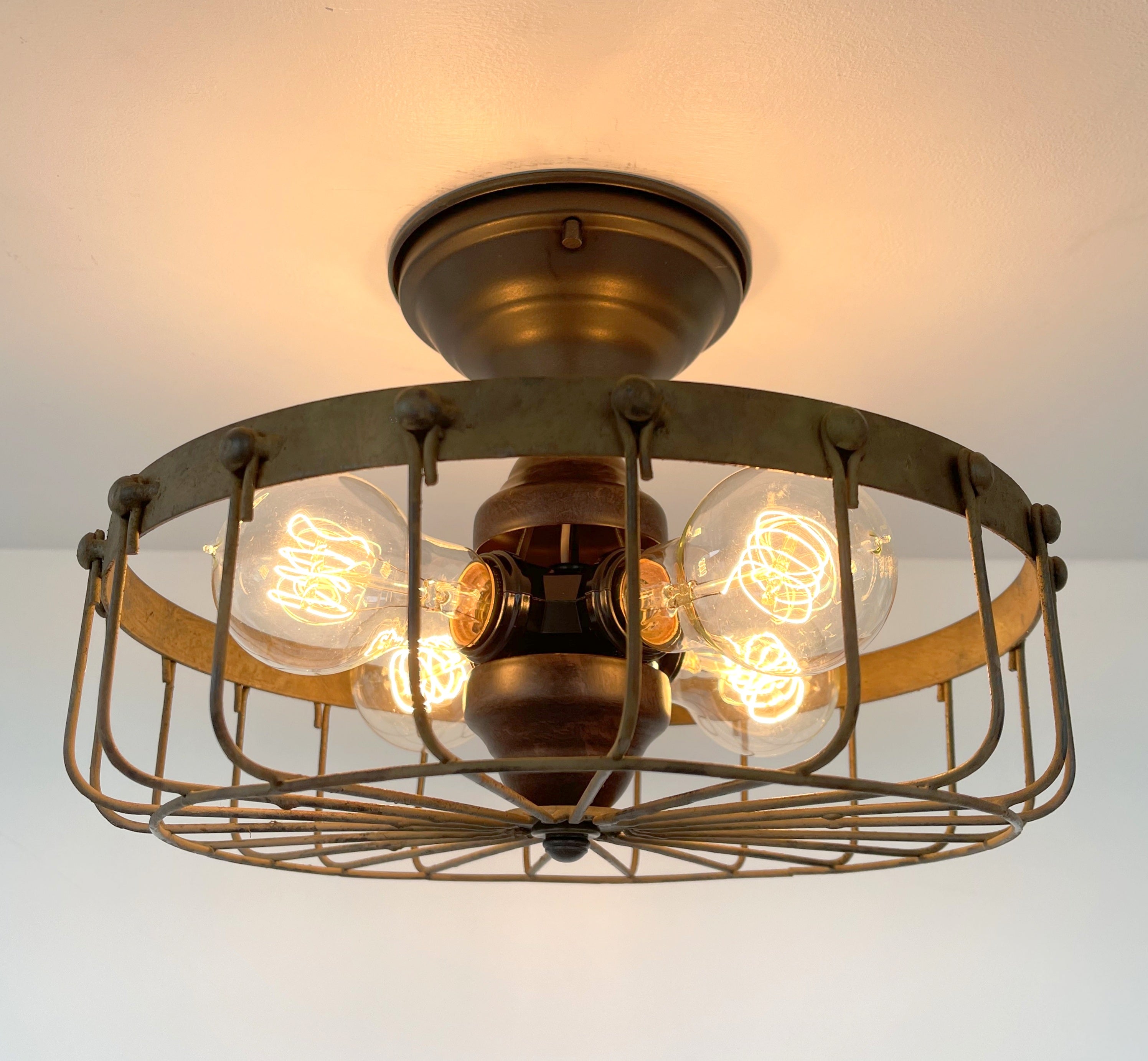 Rustic Industrial Cage Ceiling Light
