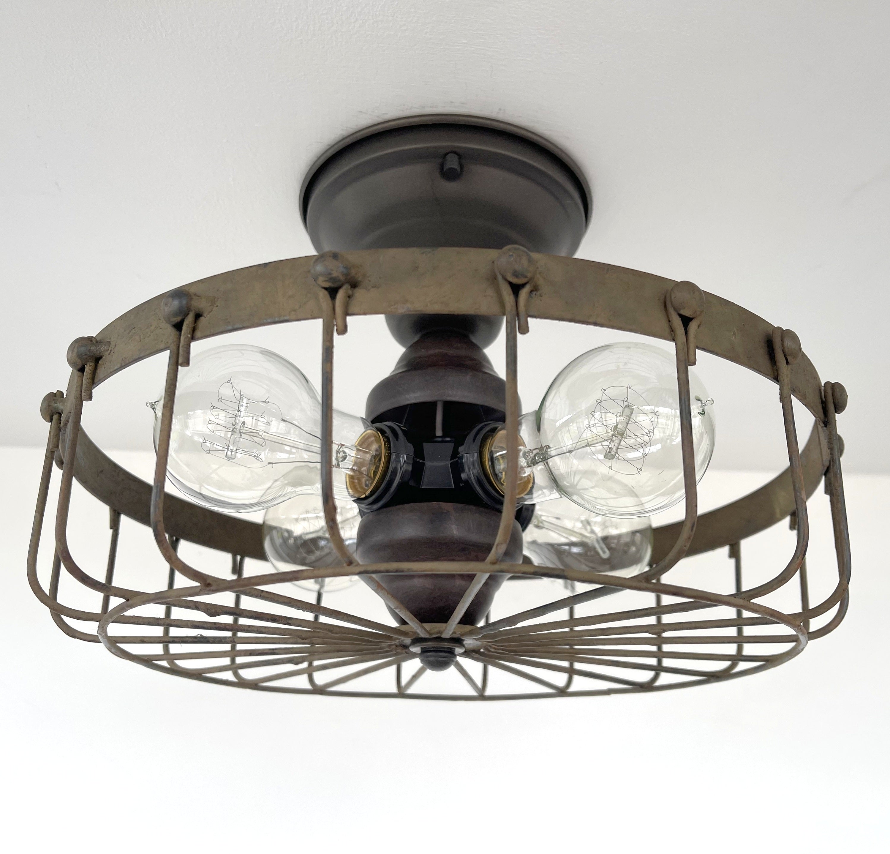 Rustic Industrial Cage Ceiling Light