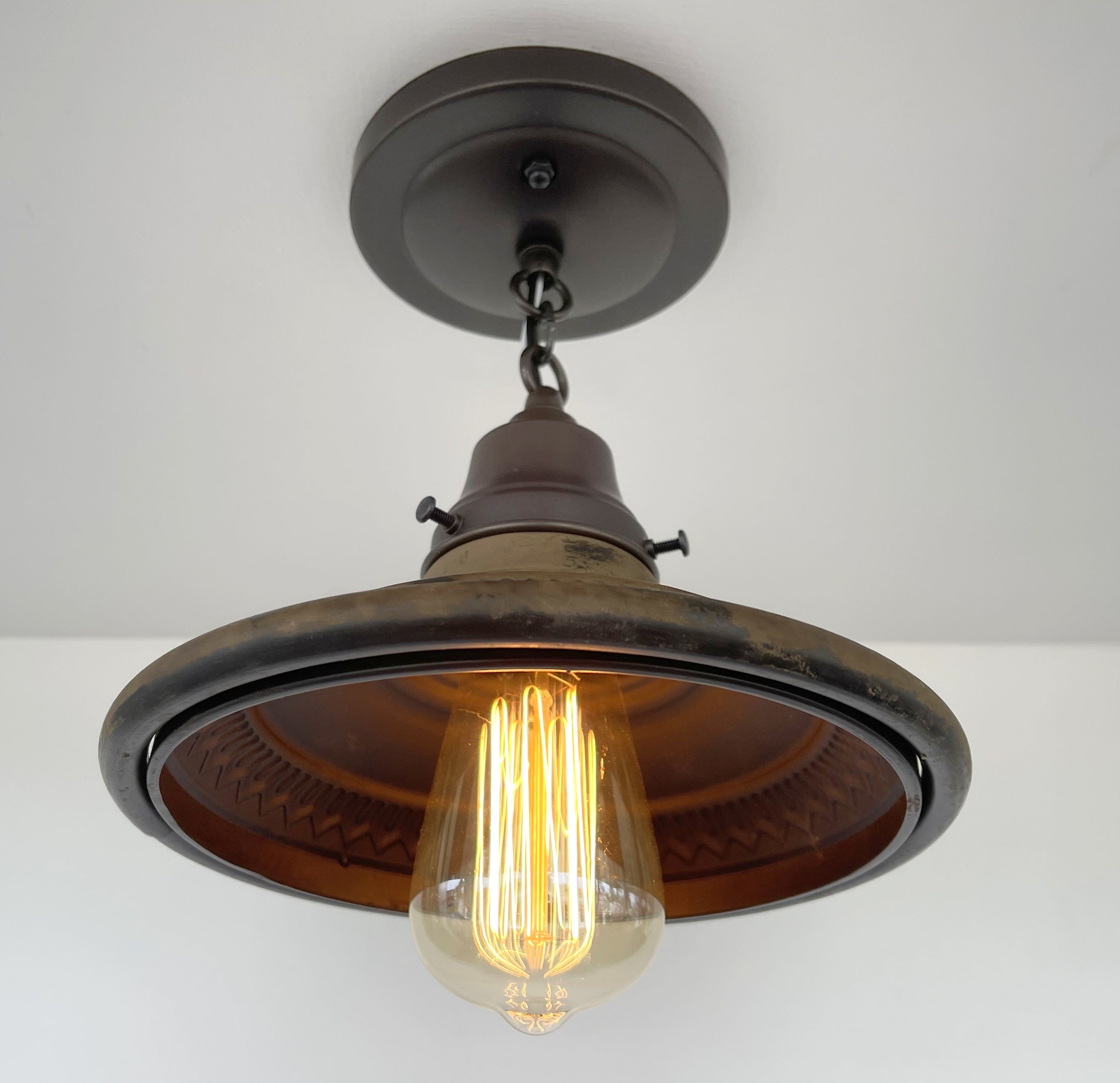 Rustic Industrial Farmhouse Ceiling Light Metal Flush Mount