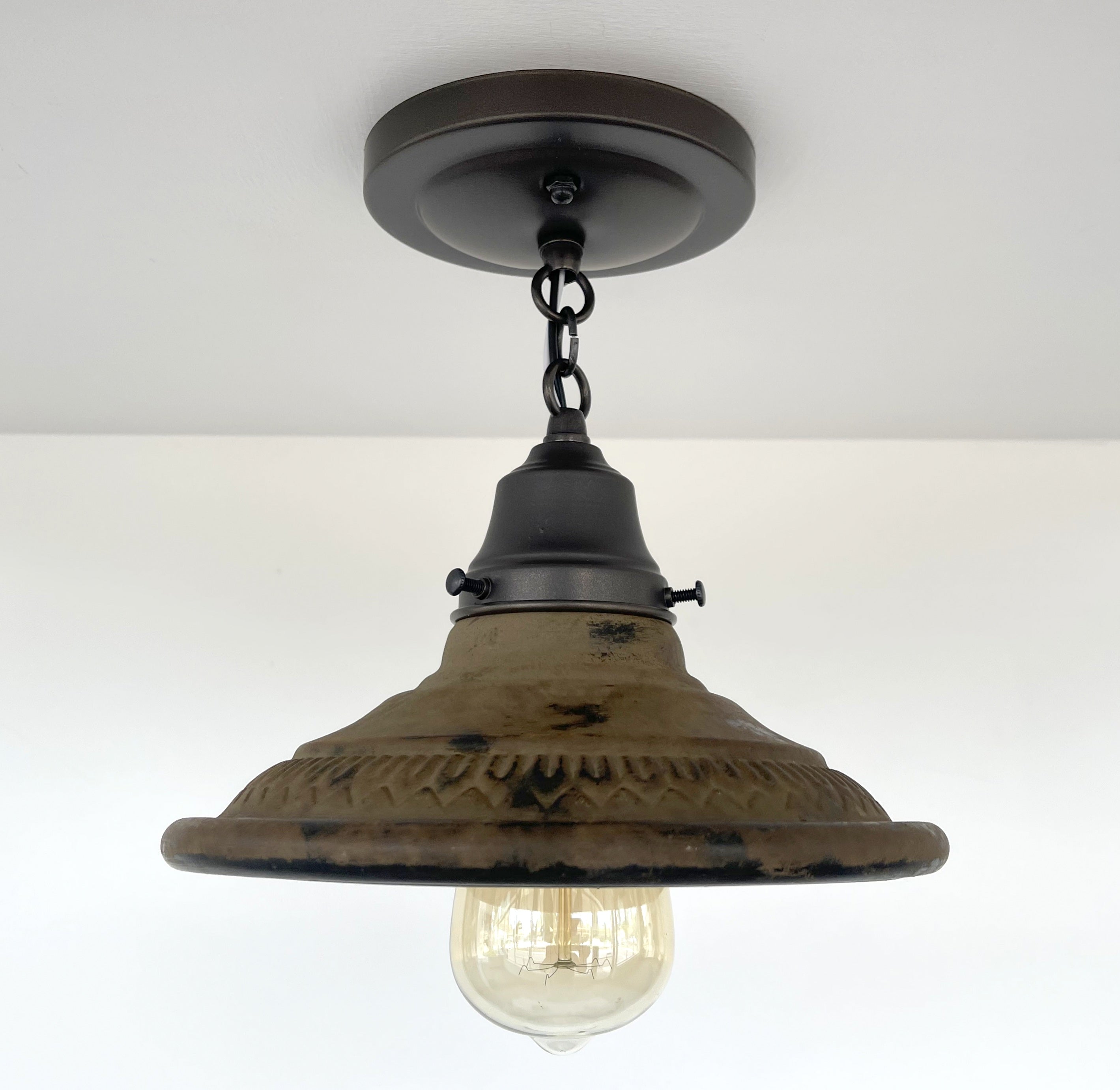 Rustic Industrial Farmhouse Ceiling Light Metal Flush Mount