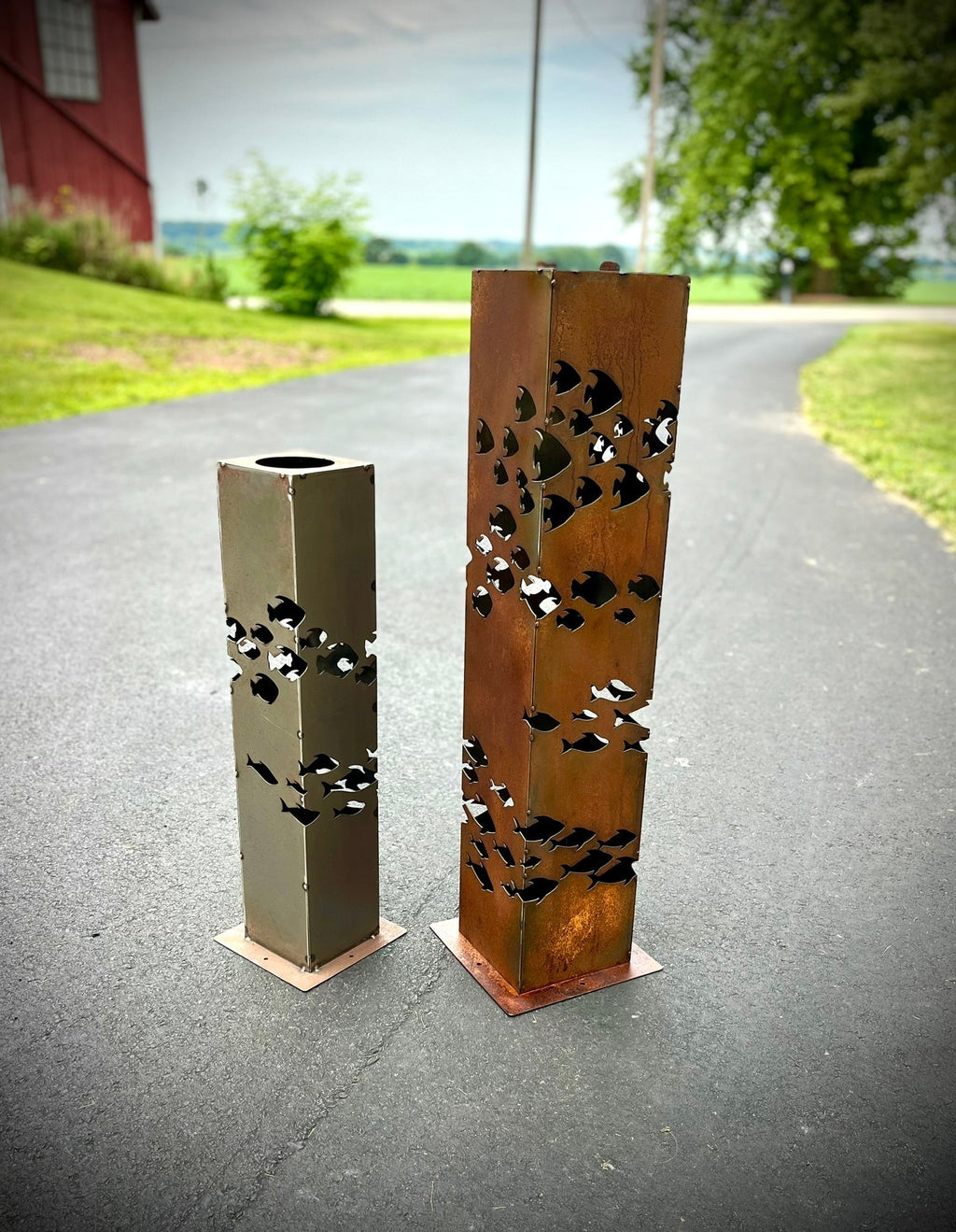School of Fish Steel Solar Luminary Pillar