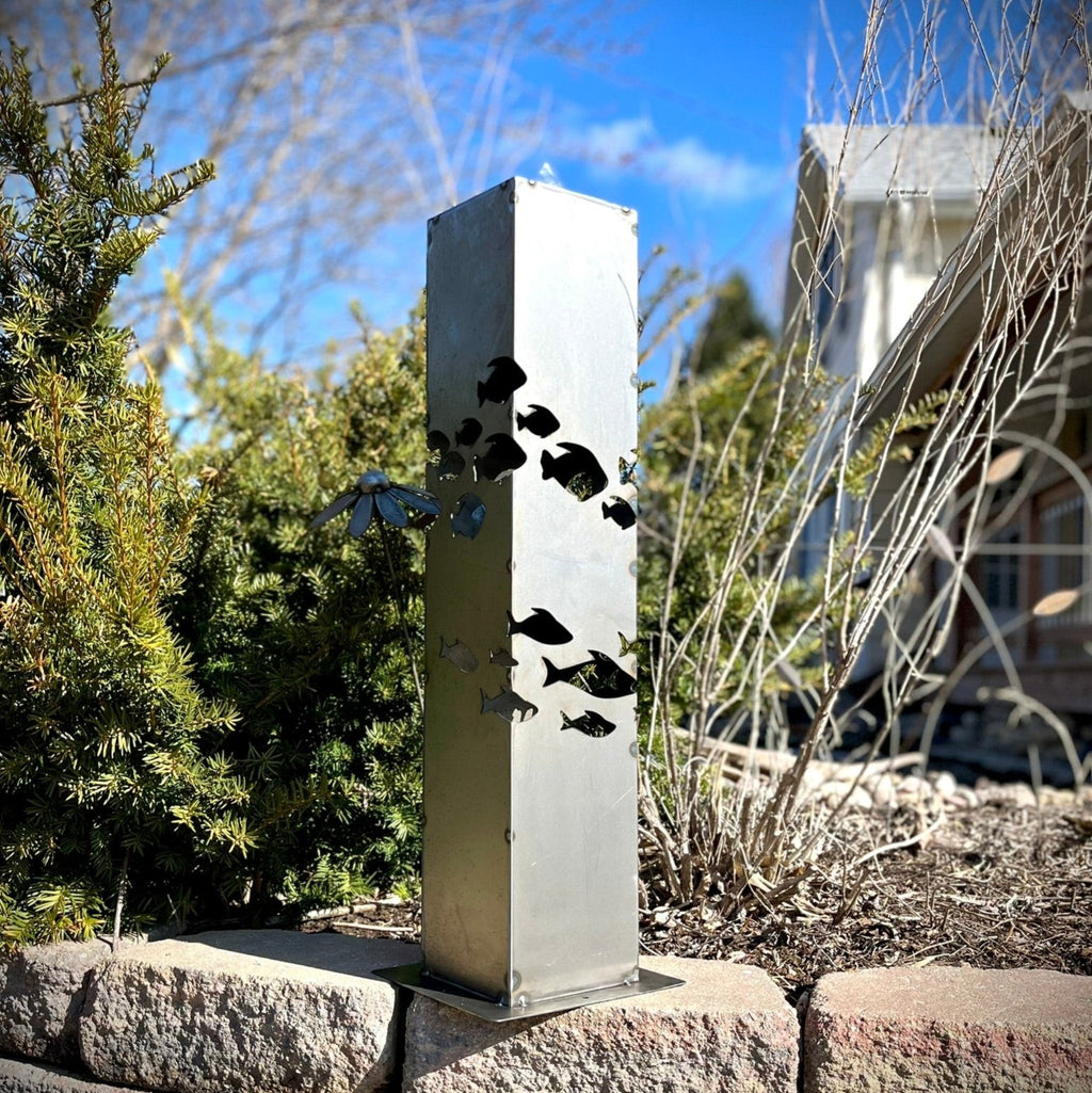 School of Fish Steel Solar Luminary Pillar