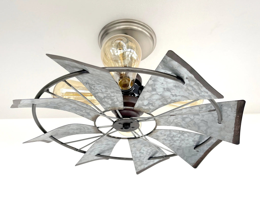 Farmhouse Galvanized Windmill Ceiling Light