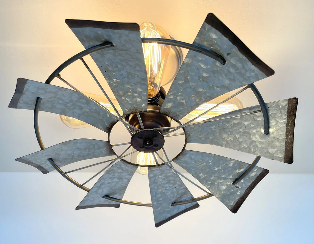 Farmhouse Galvanized Windmill Ceiling Light
