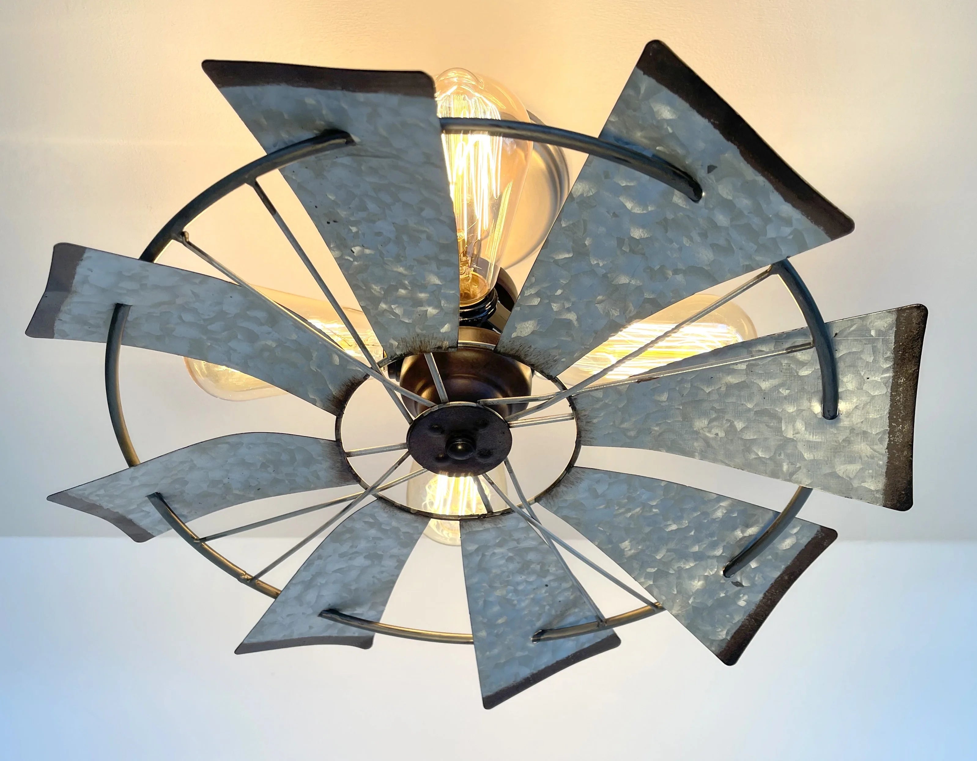 Farmhouse Galvanized Windmill Ceiling Light