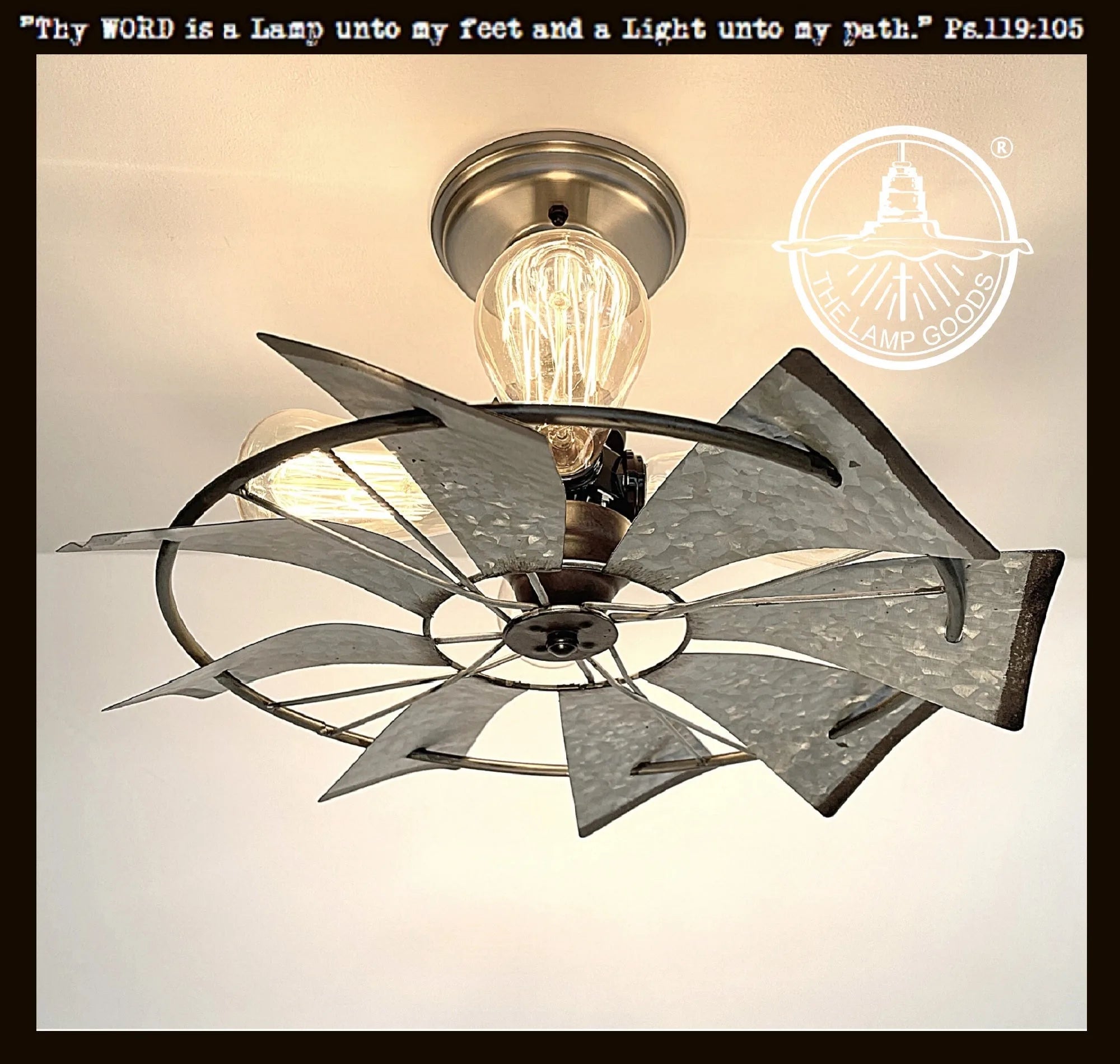 Farmhouse Galvanized Windmill Ceiling Light