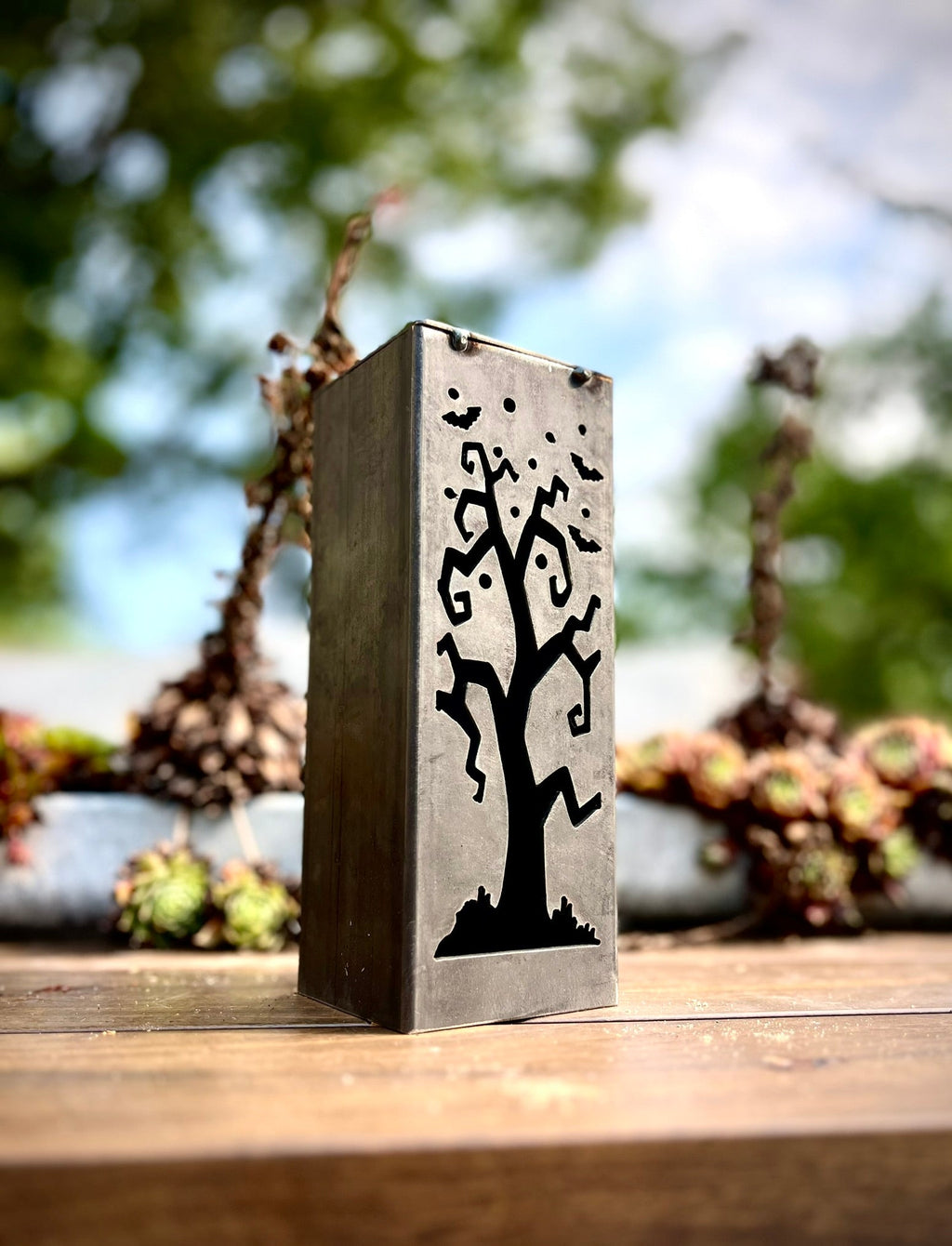 Spooky Tree Solar Tube Light Steel