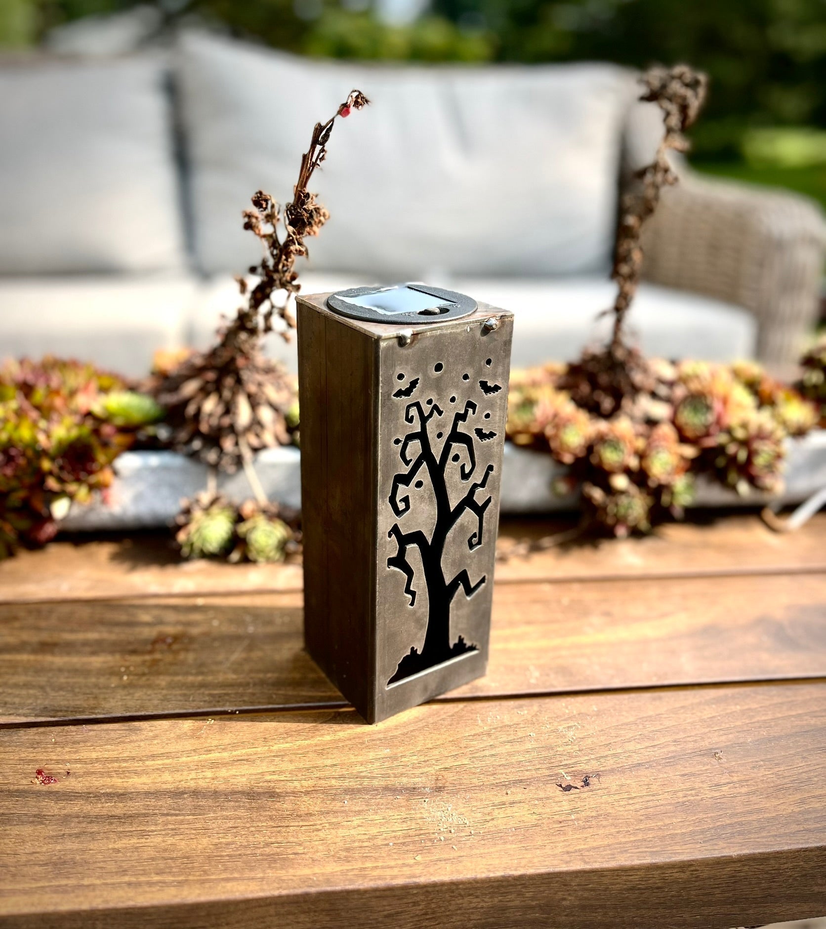 Spooky Tree Solar Tube Light Steel
