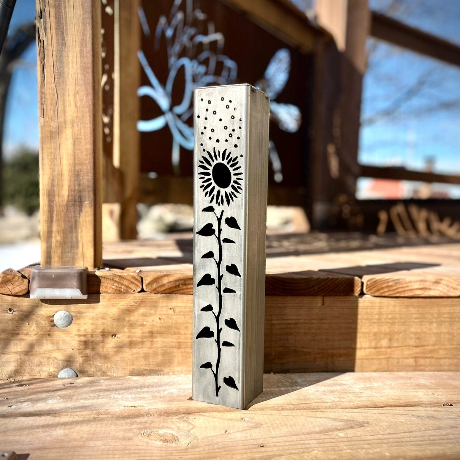 Sunflowers Under the Stars Solar Luminary Pillars