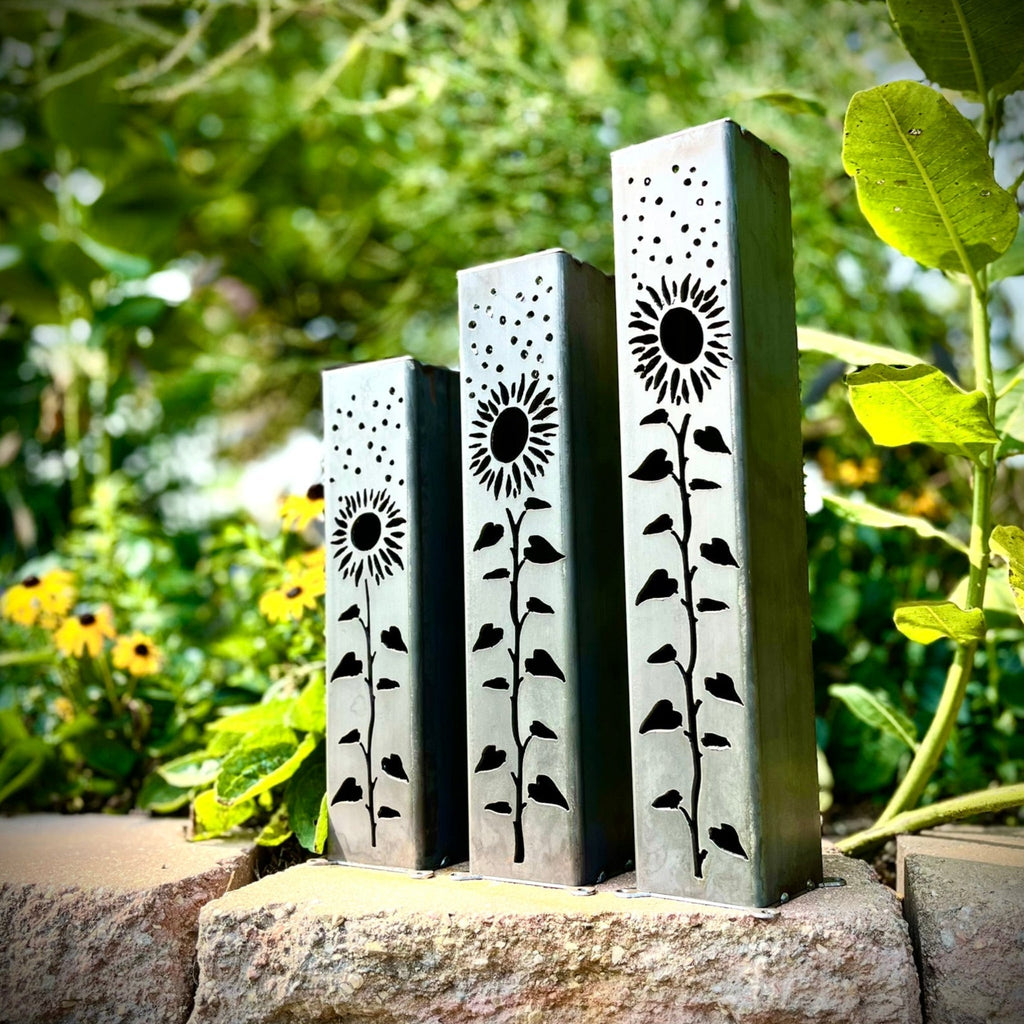 Sunflowers Under the Stars Solar Luminary Pillars