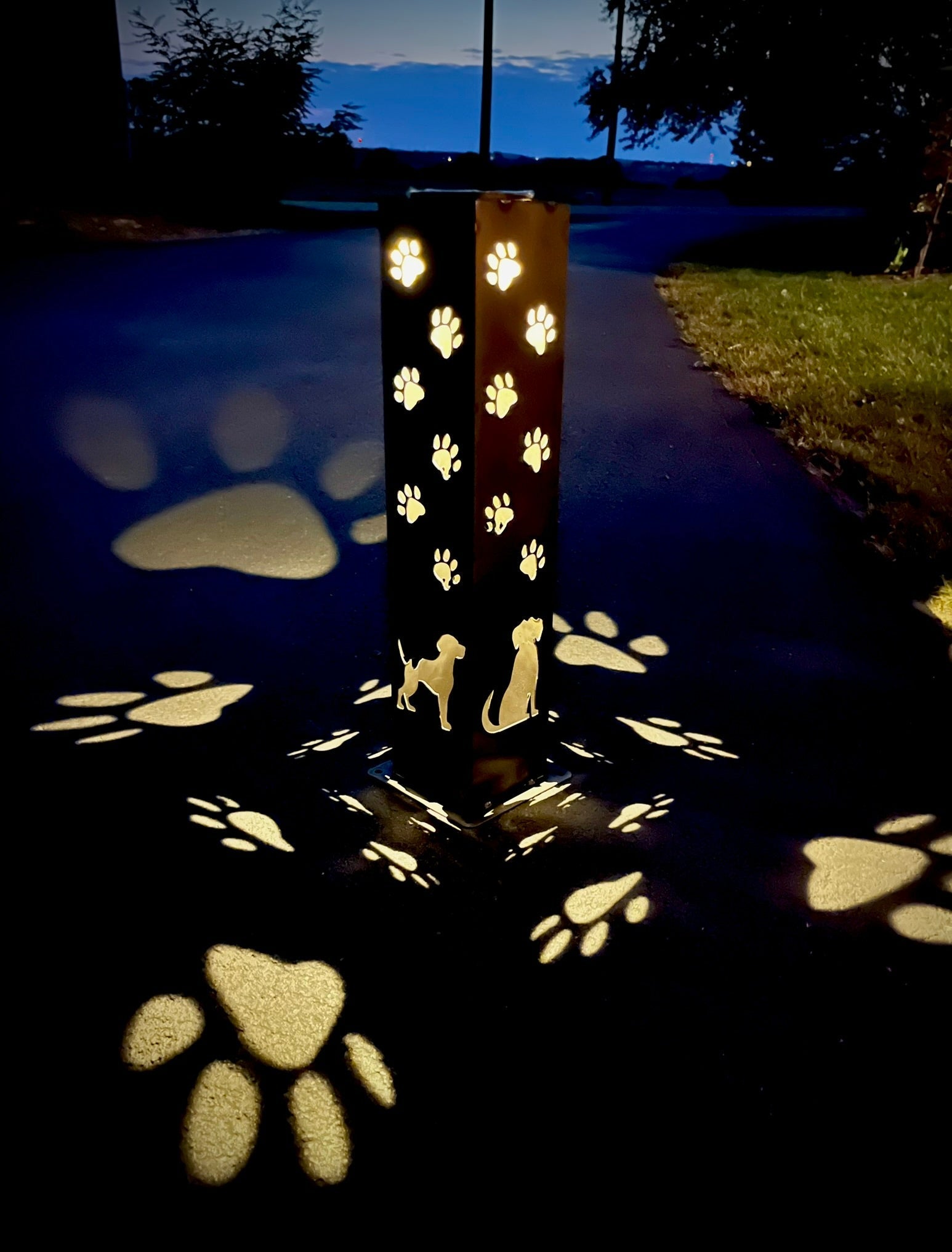 Trail of Paws Solar Steel Pillar
