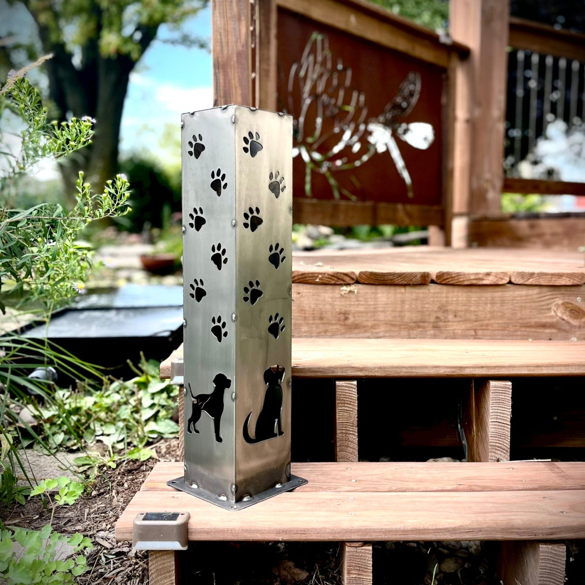 Trail of Paws Solar Steel Pillar