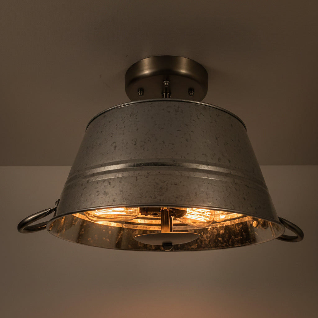 Galvanized Laundry Wash Tub Ceiling Light