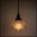 Factory Antique Glass Holophane Pendant Light